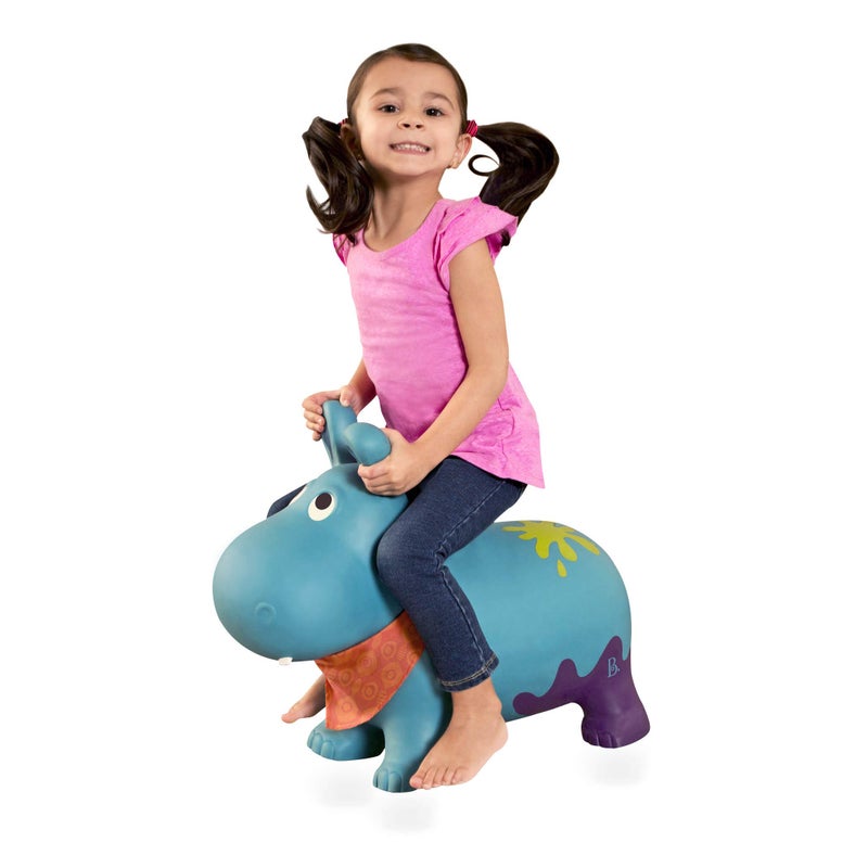 B. toys â€“ Bouncy Boing Inflatable Hippo Ride â€“ On Bouncer with Air Pump Included â€“ Hankypants â€“ Fun Bouncing Toy for Toddlers 18 Months and Up - Image 1